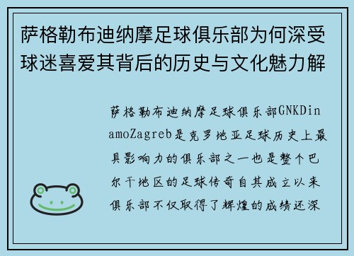 萨格勒布迪纳摩足球俱乐部为何深受球迷喜爱其背后的历史与文化魅力解析
